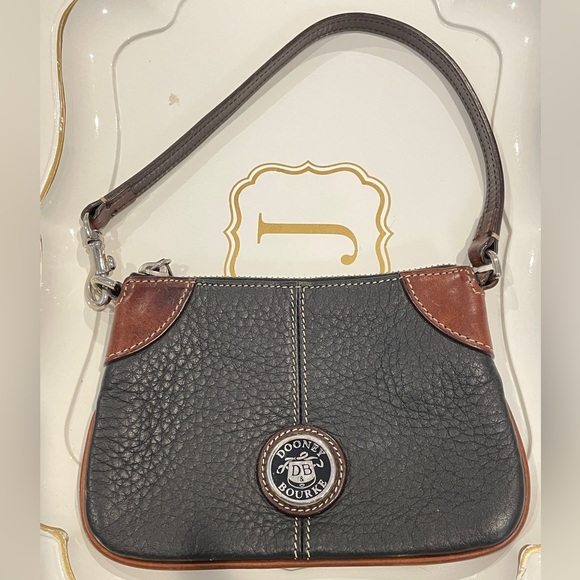 Dooney & Bourke Black and Brown Clutch with Wristlet - Picture 1 of 5